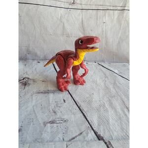 Mattel Imaginext Red and Yellow Raptor Poseable Dinosaur Toy Figure 2011 6.5in